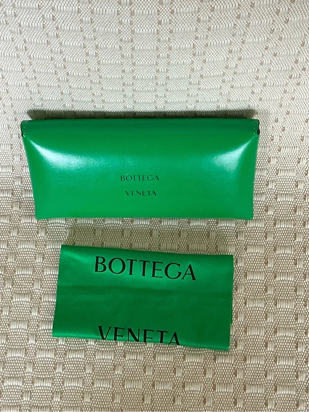 Bottega Veneta Bright Green Envelope Sunglasses case